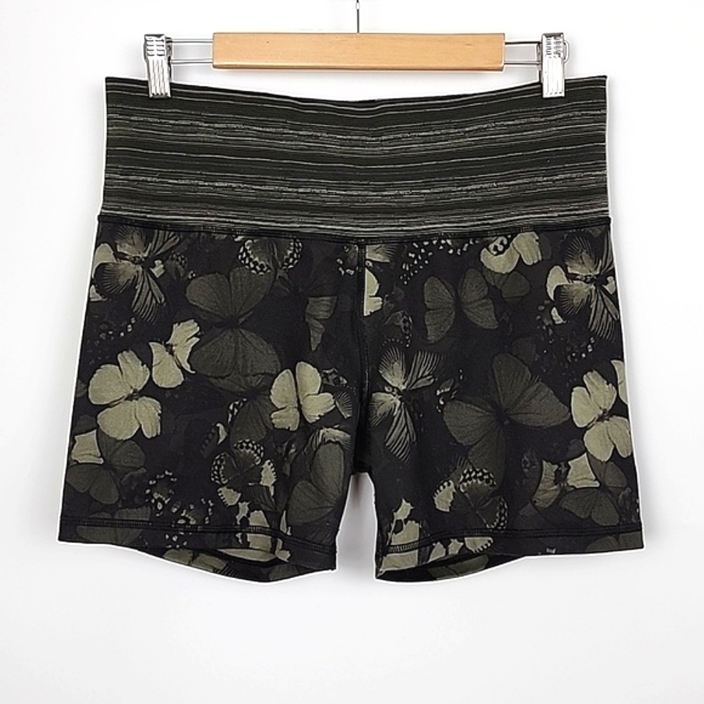 Lululemon Biggie So Fly Butterfly Fatigue Green Training Short 5" Inseam Size 10